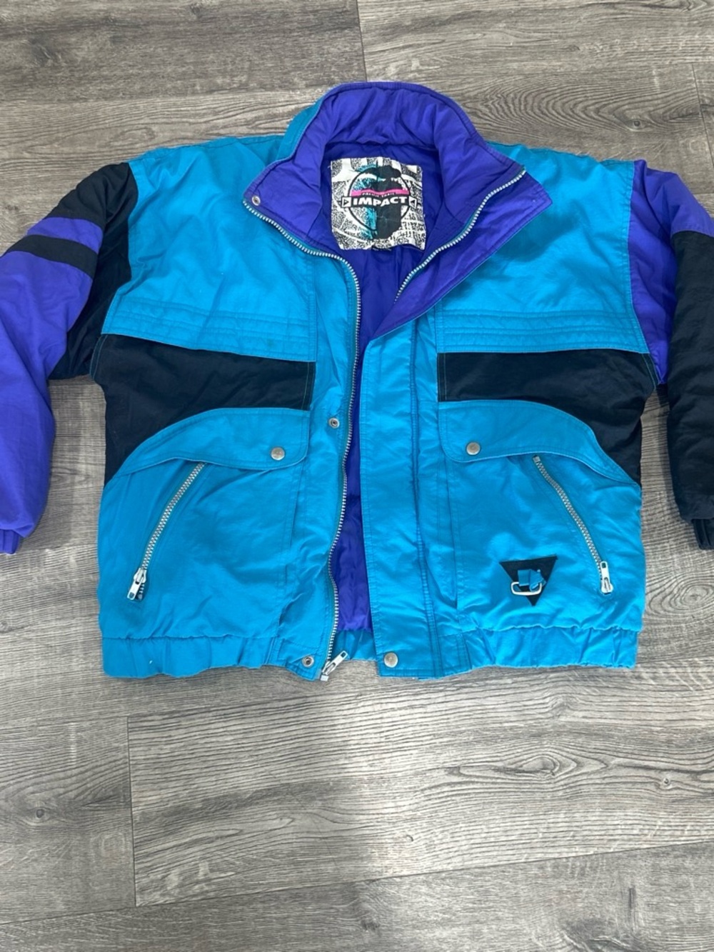VTG Pacific Trail Teal, Purple & Black Puffer Jacket for boys or Men xs